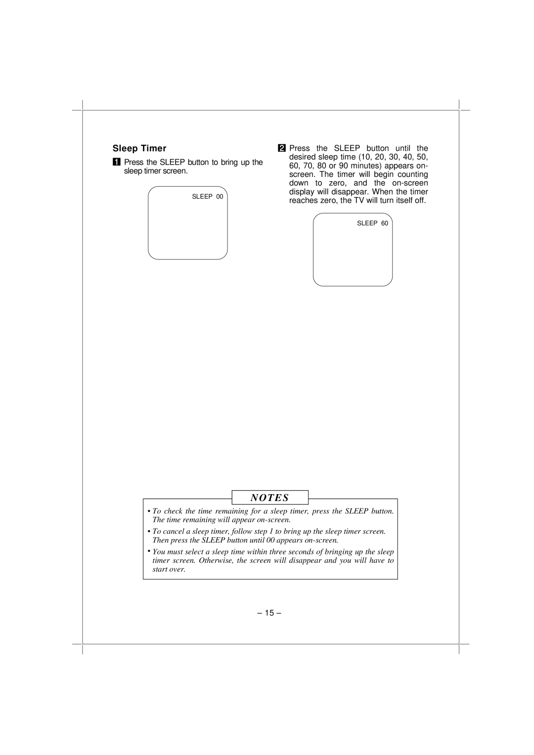 Memorex MT1192 owner manual Sleep Timer, Press the Sleep button to bring up the sleep timer screen 