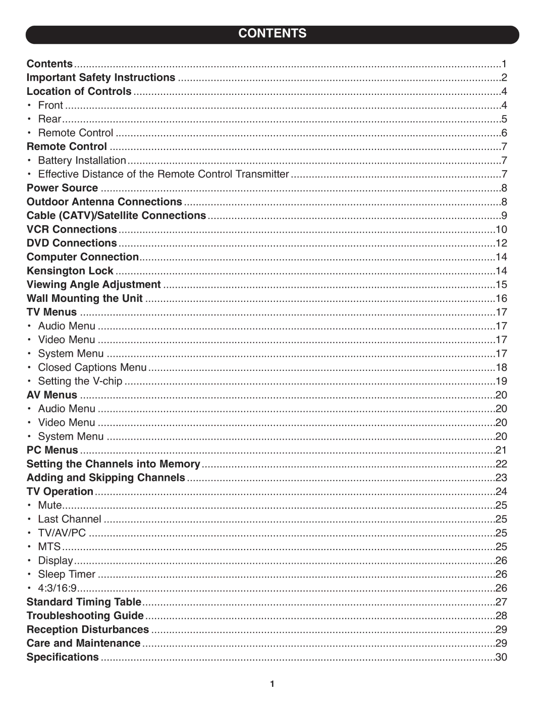 Memorex MT1701 manual Contents 