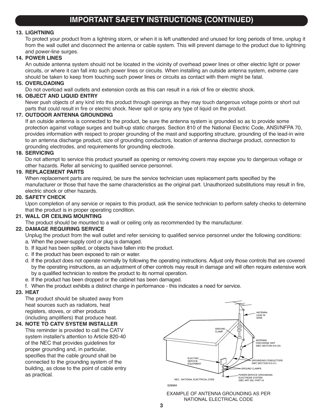 Memorex MT1701 manual System installers attention to Article 