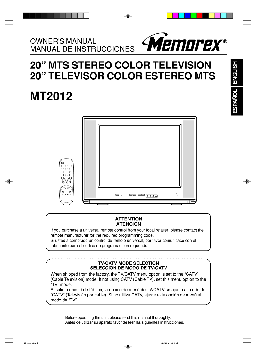 Memorex MT2012 owner manual 