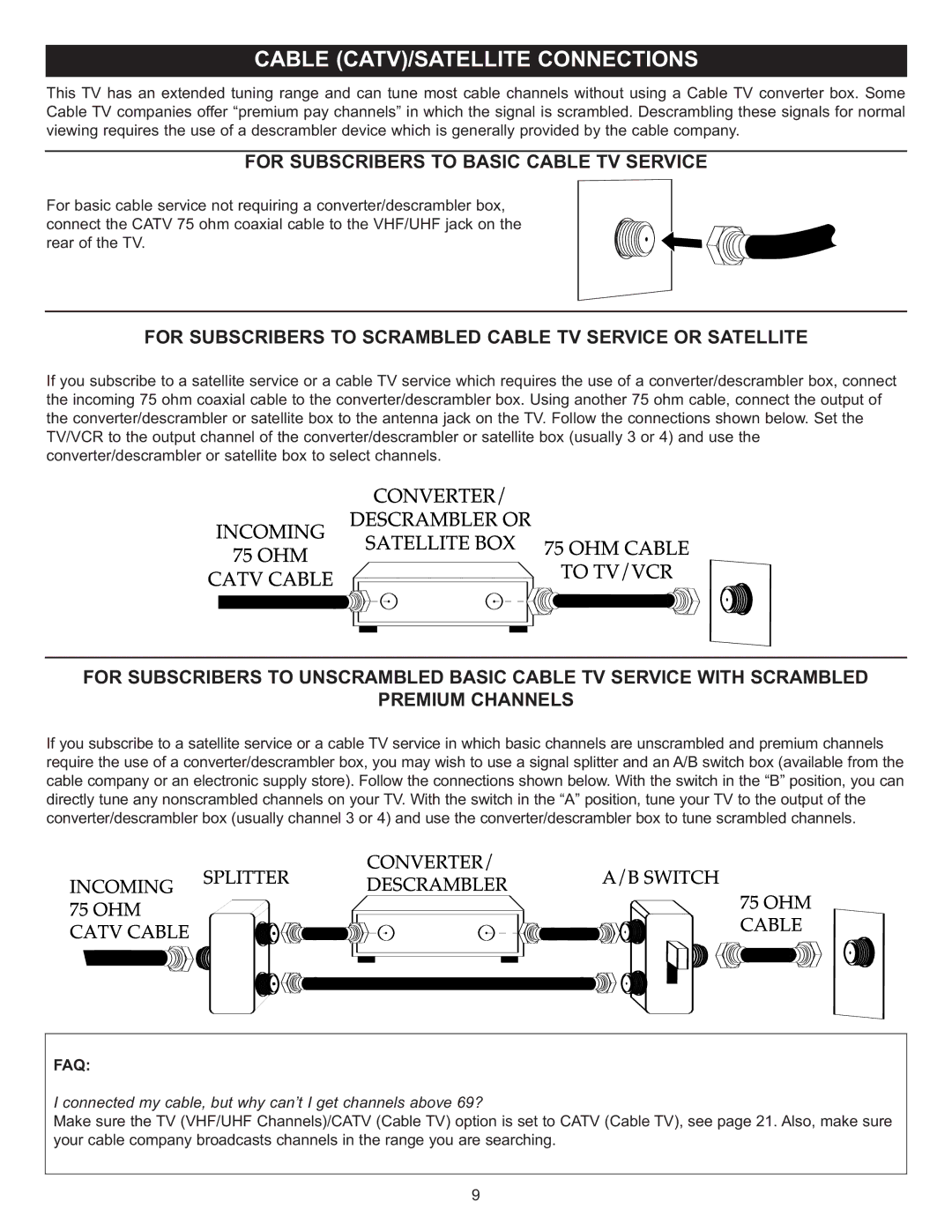 Memorex MT2024 manual For Subscribers to Basic Cable TV Service, For Subscribers to Scrambled Cable TV Service or Satellite 