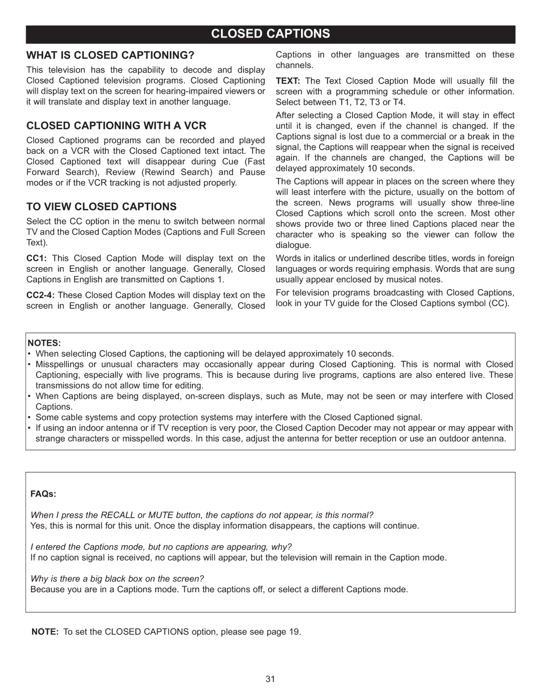 Memorex MT2024 manual What is Closed CAPTIONING?, Closed Captioning with a VCR, To View Closed Captions 