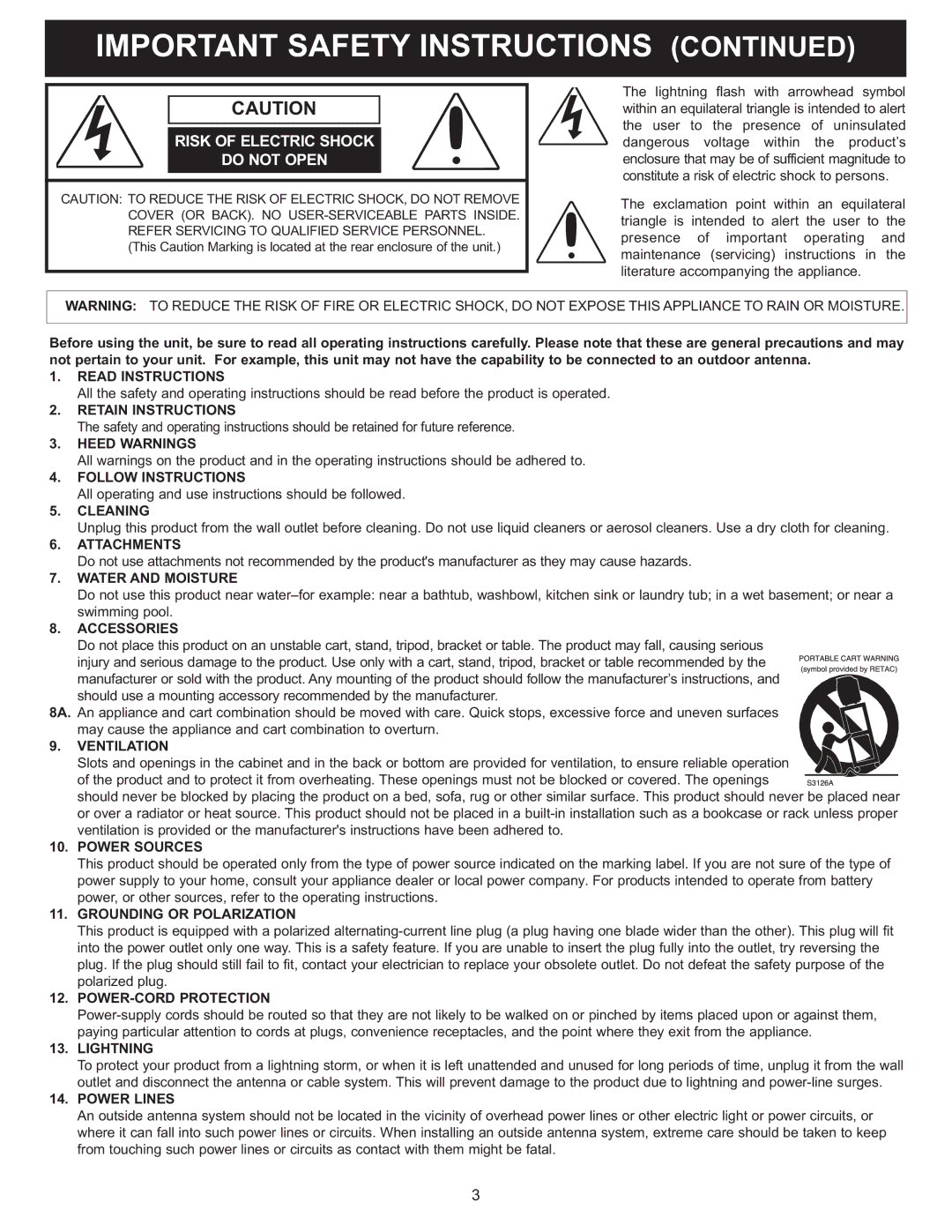 Memorex MT2024 manual Read Instructions 