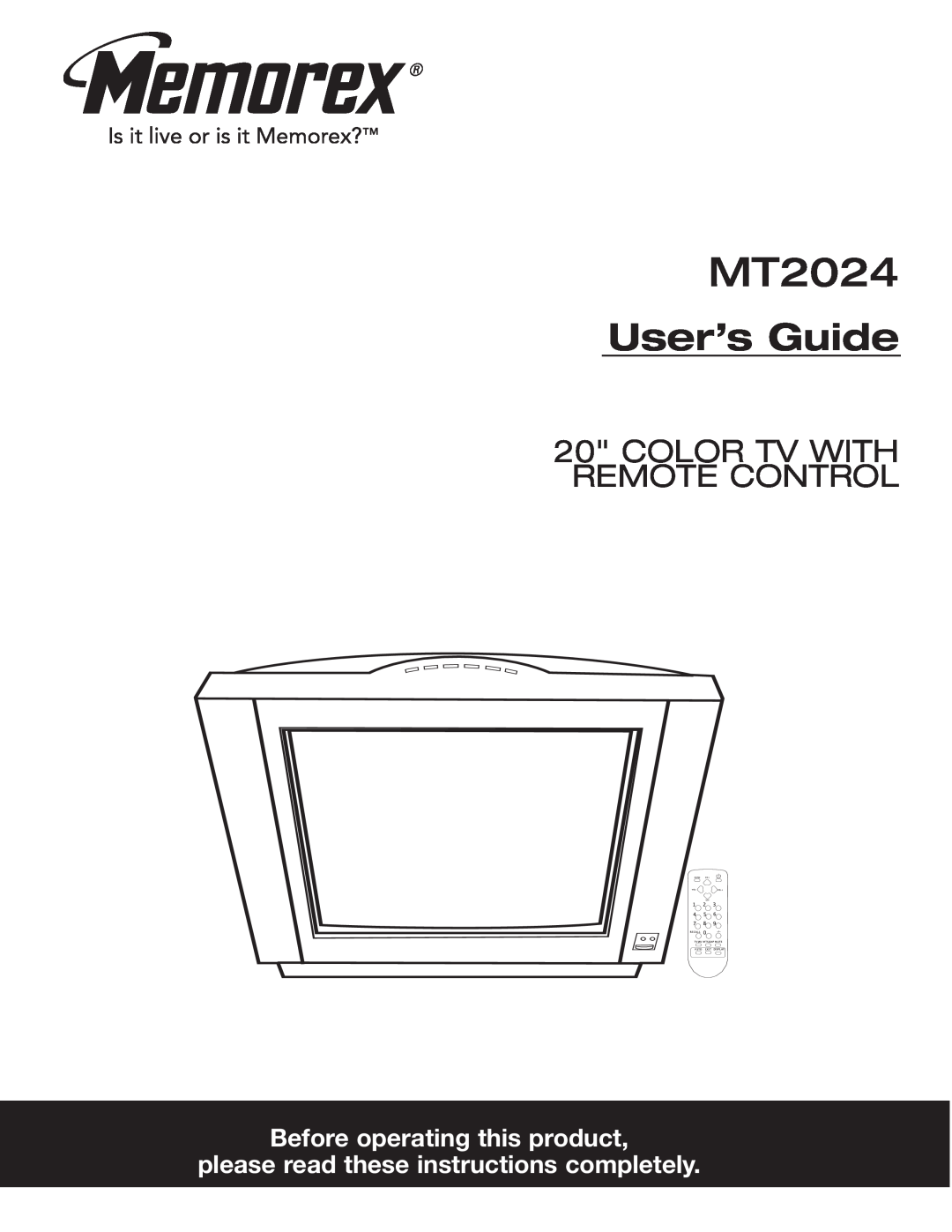 Memorex MT2024 manual User’s Guide, Color Tv With Remote Control, Before operating this product 