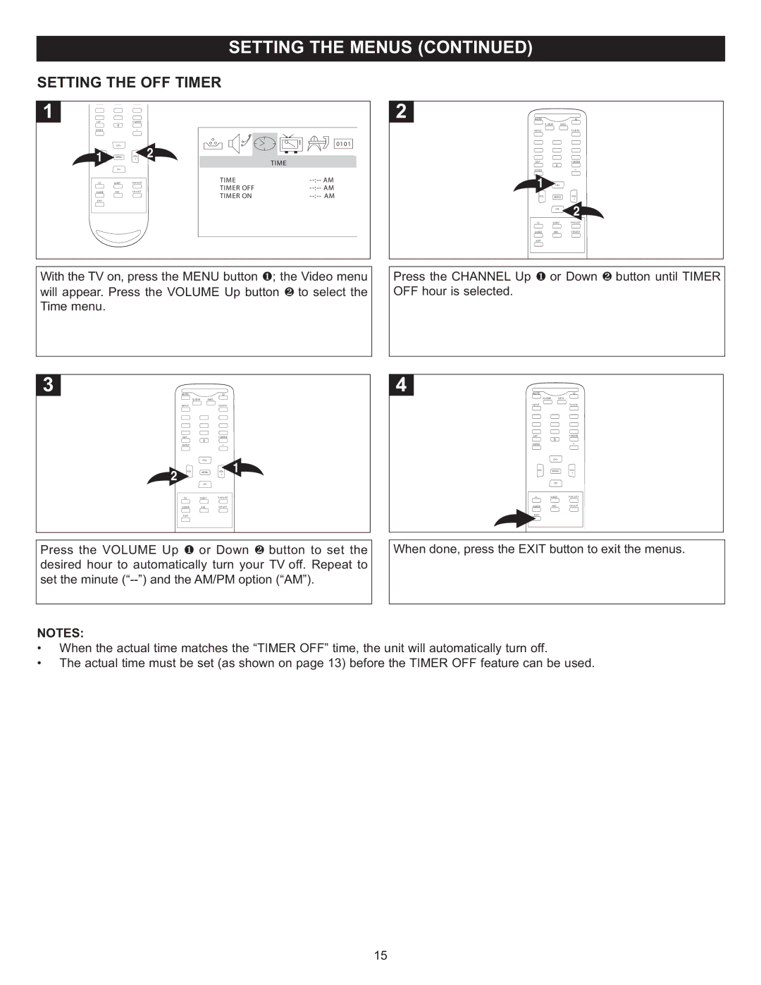 Memorex MT2025D manual Setting the OFF Timer 