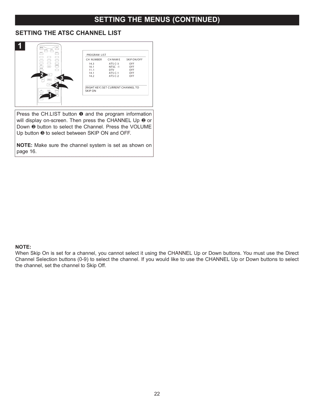 Memorex MT2025D manual Setting the Atsc Channel List 