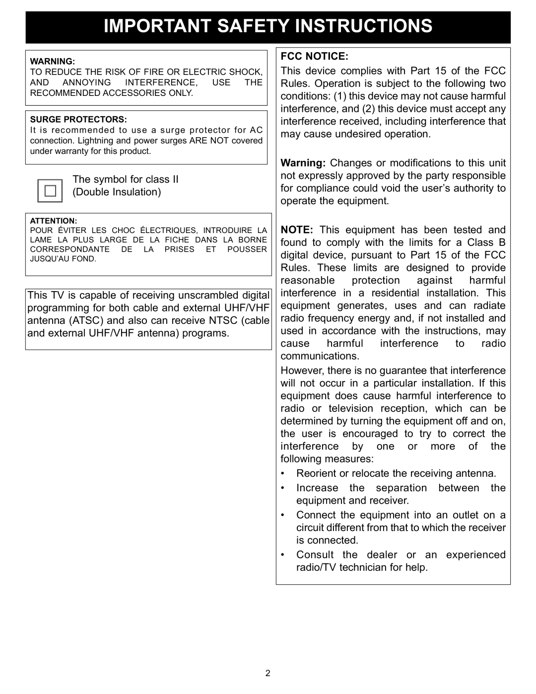 Memorex MT2025D manual FCC Notice, Surge Protectors 