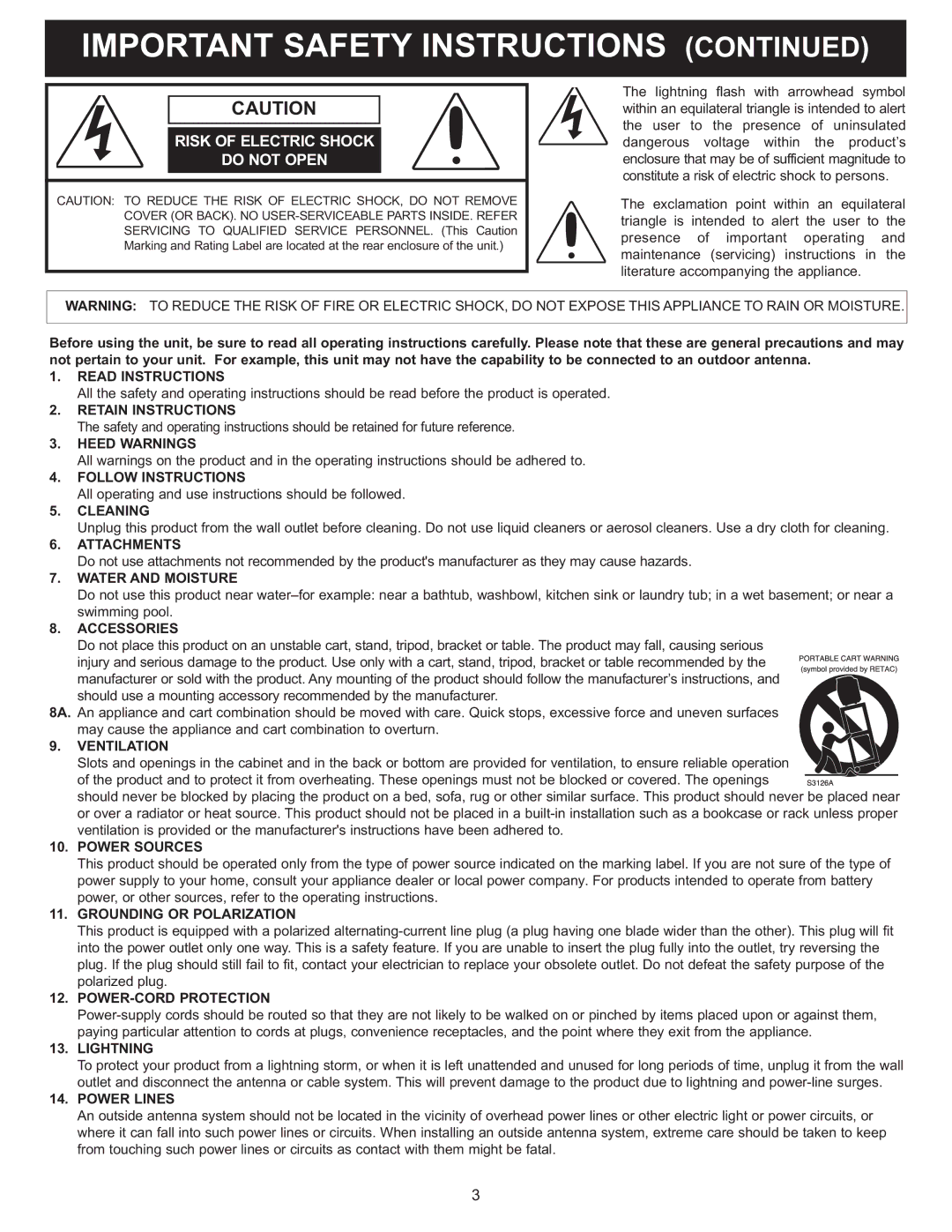 Memorex MT2025D manual Read Instructions 