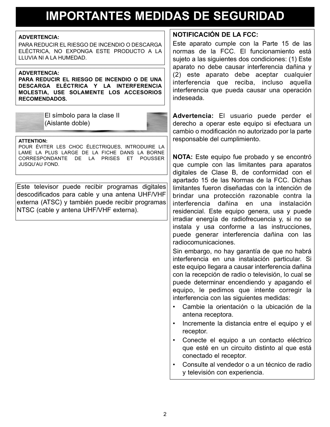 Memorex MT2025D manual Notificación DE LA FCC, Advertencia 