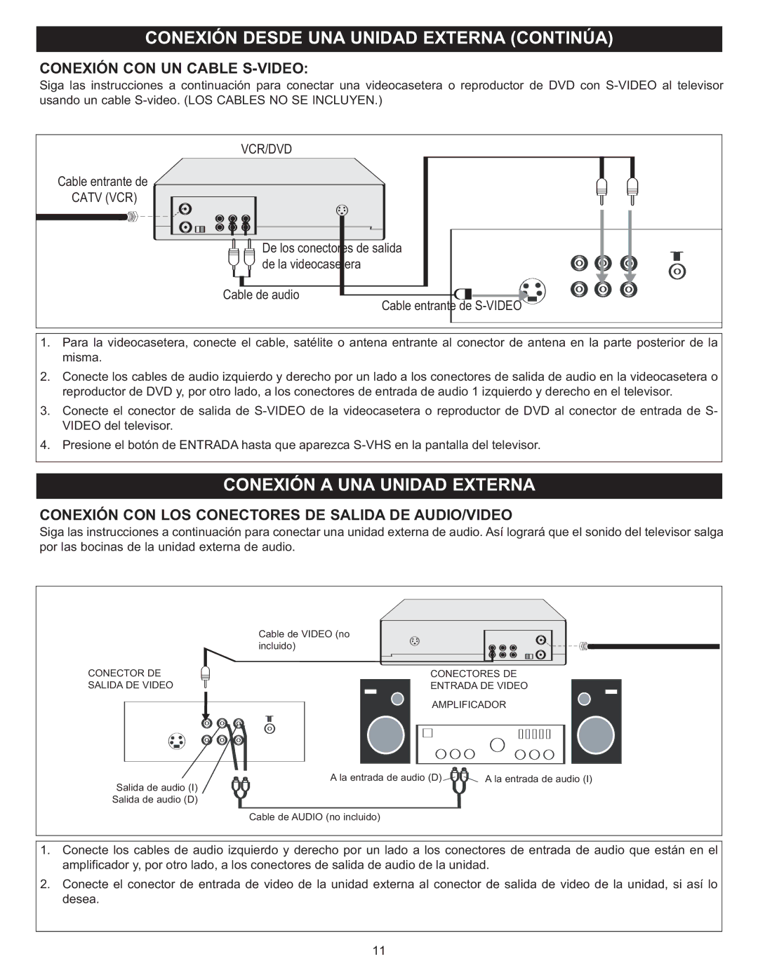 Memorex MT2025D manual Conexión CON UN Cable S-VIDEO, Conexión CON LOS Conectores DE Salida DE AUDIO/VIDEO 