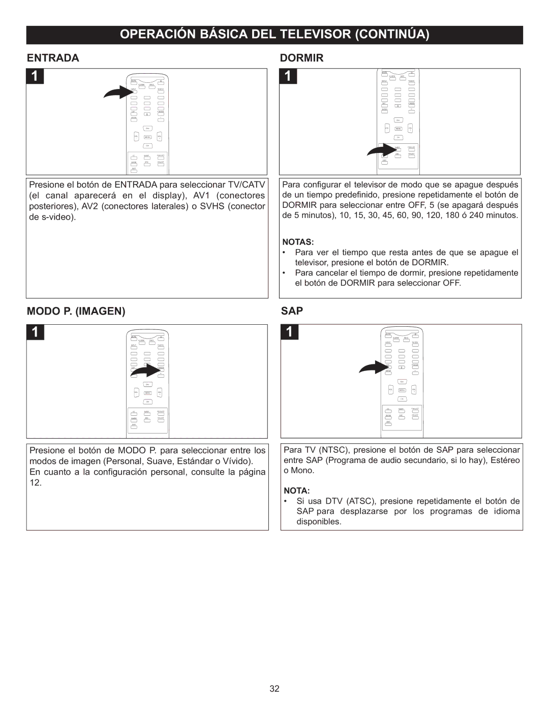 Memorex MT2025D manual Modo P. Imagen, Dormir 