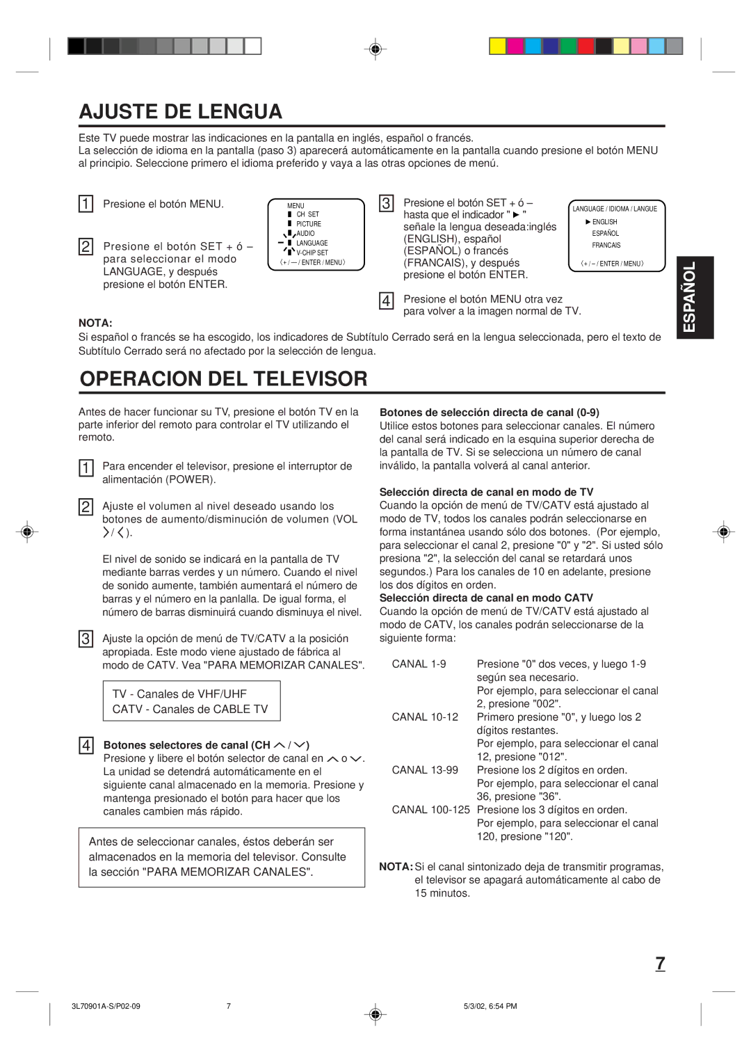 Memorex MT2206 owner manual Para seleccionar el modo FRANCAIS, y después 