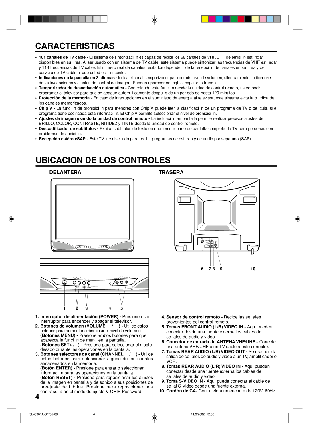 Memorex MT2252S MT2271S owner manual Caracteristicas, Ubicacion DE LOS Controles, Delantera Trasera 