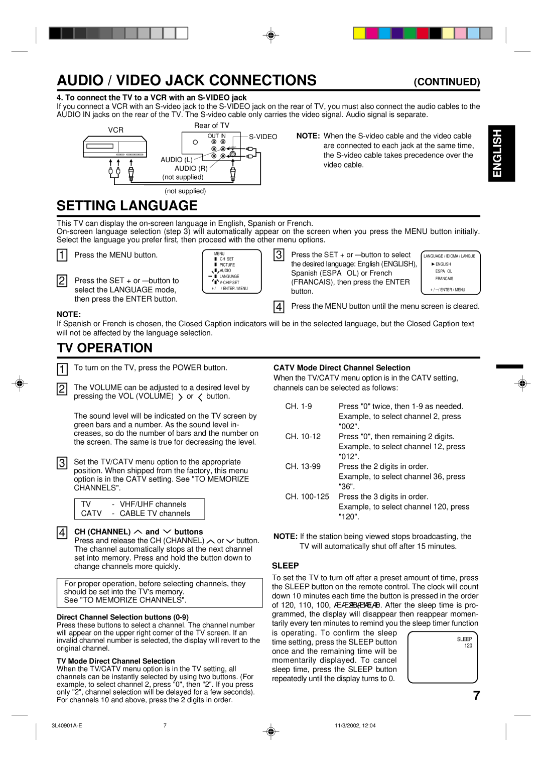 Memorex MT2252S MT2271S owner manual Audio / Video Jack Connections, Setting Language 