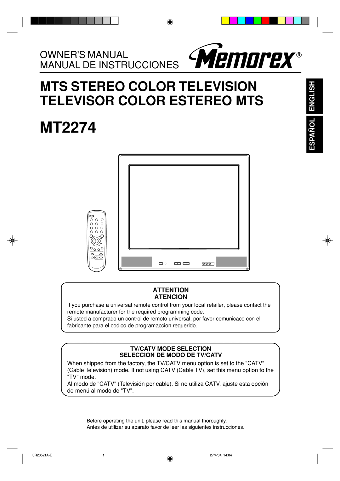 Memorex MT2274 owner manual 