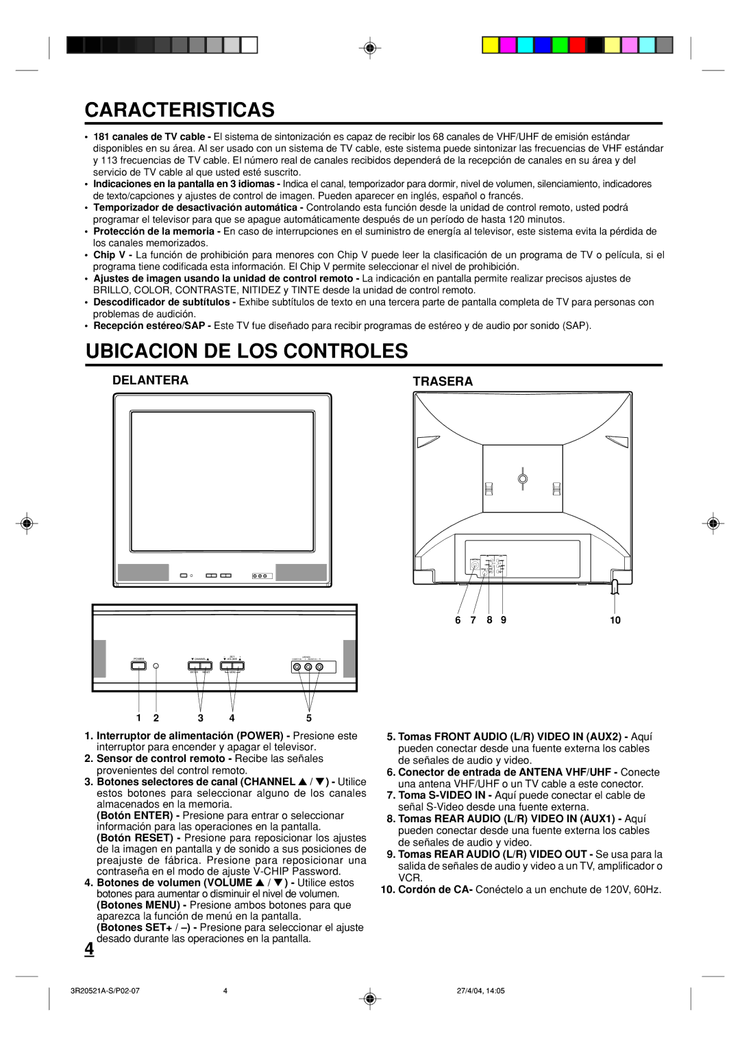 Memorex MT2274 Caracteristicas, Ubicacion DE LOS Controles, Delantera Trasera, Botones de volumen Volume / Utilice estos 