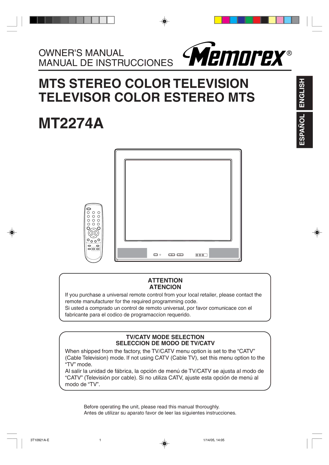 Memorex MT2274A owner manual 