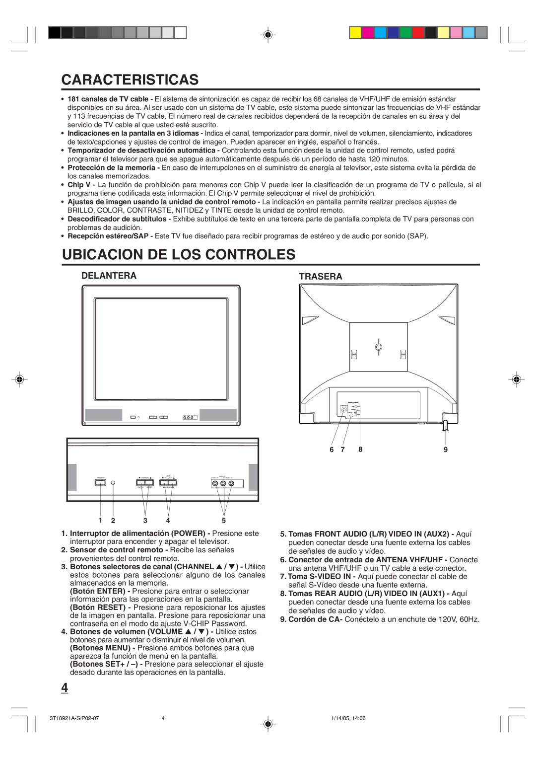 Memorex MT2274A owner manual Caracteristicas, Ubicacion DE LOS Controles, Delantera Trasera 