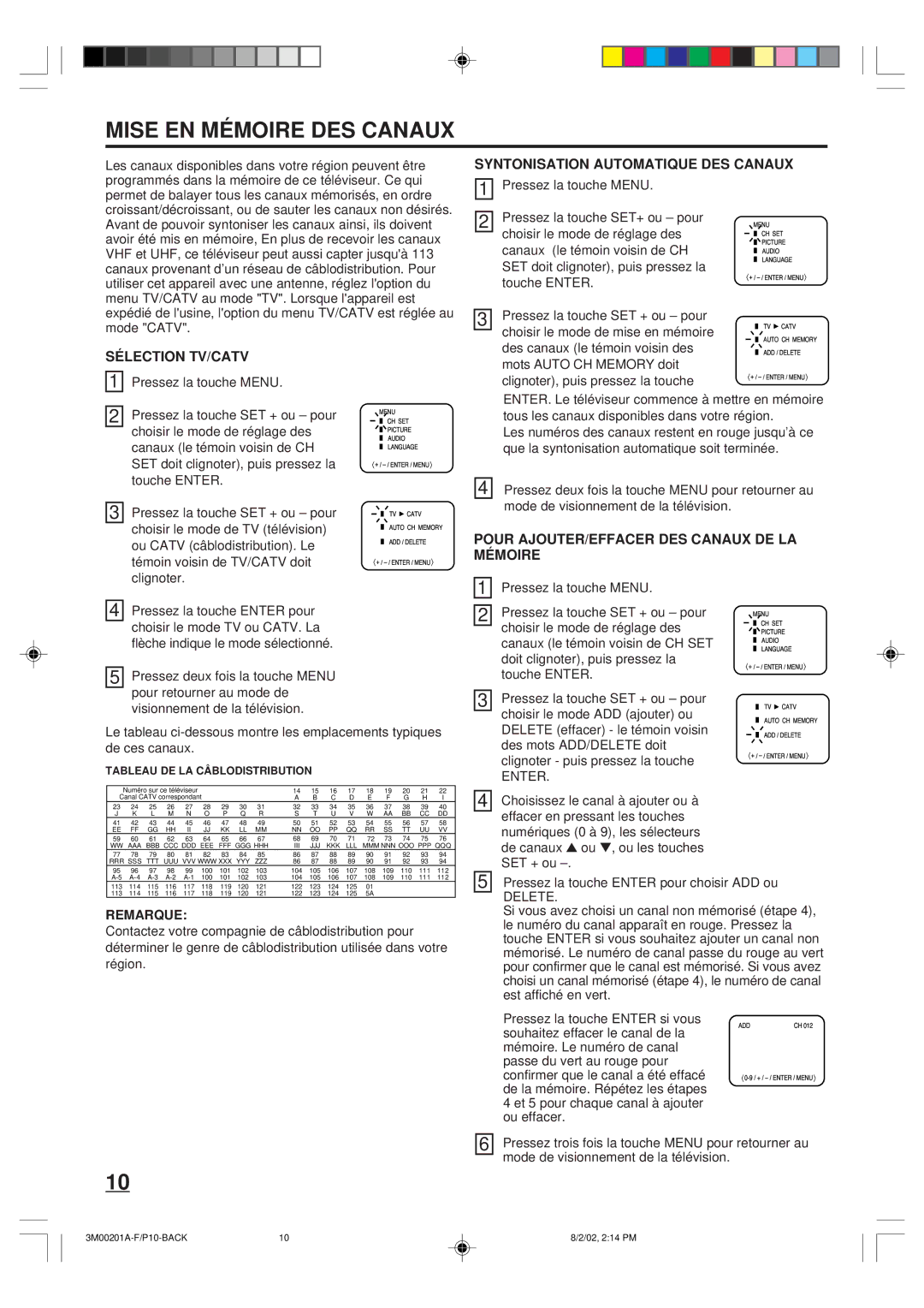 Memorex MT2327 owner manual Mise EN Mémoire DES Canaux, Syntonisation Automatique DES Canaux 