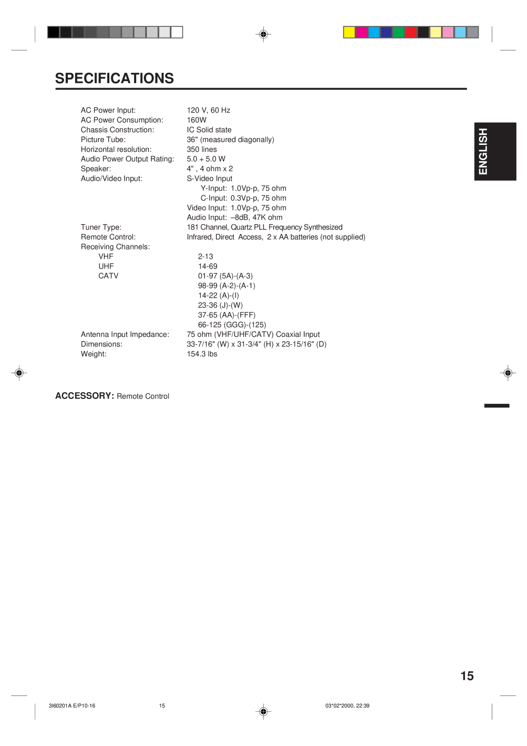 Memorex MT2365 owner manual Specifications 