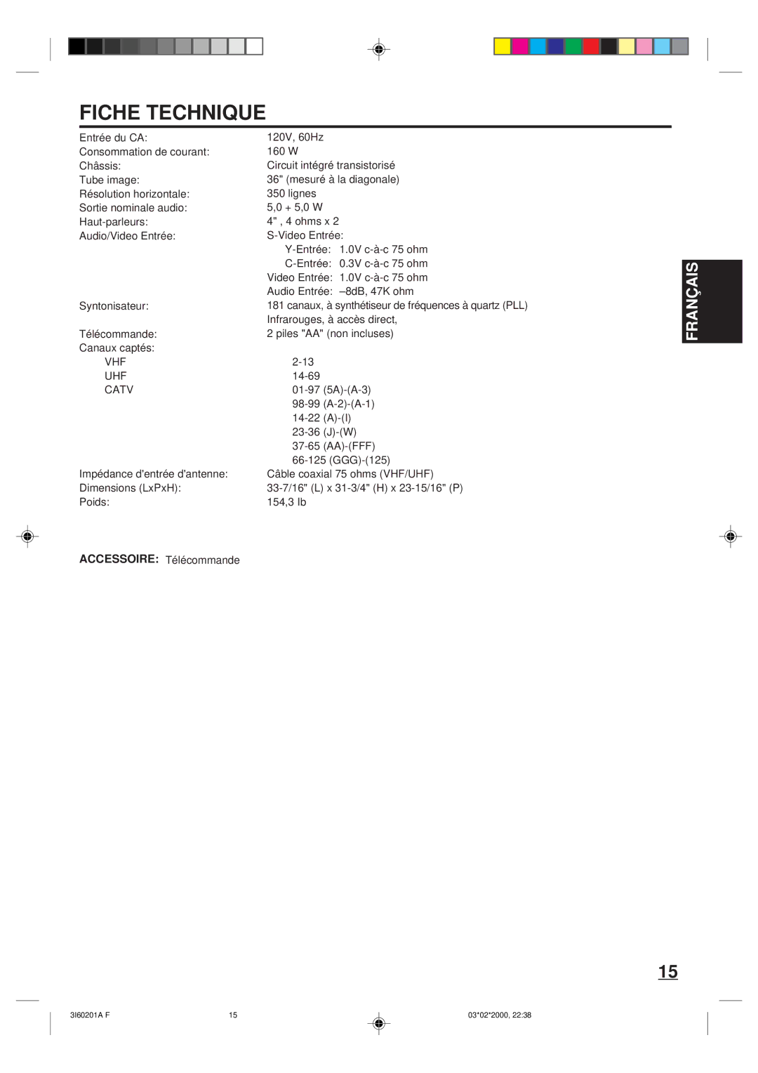 Memorex MT2365 owner manual Fiche Technique 