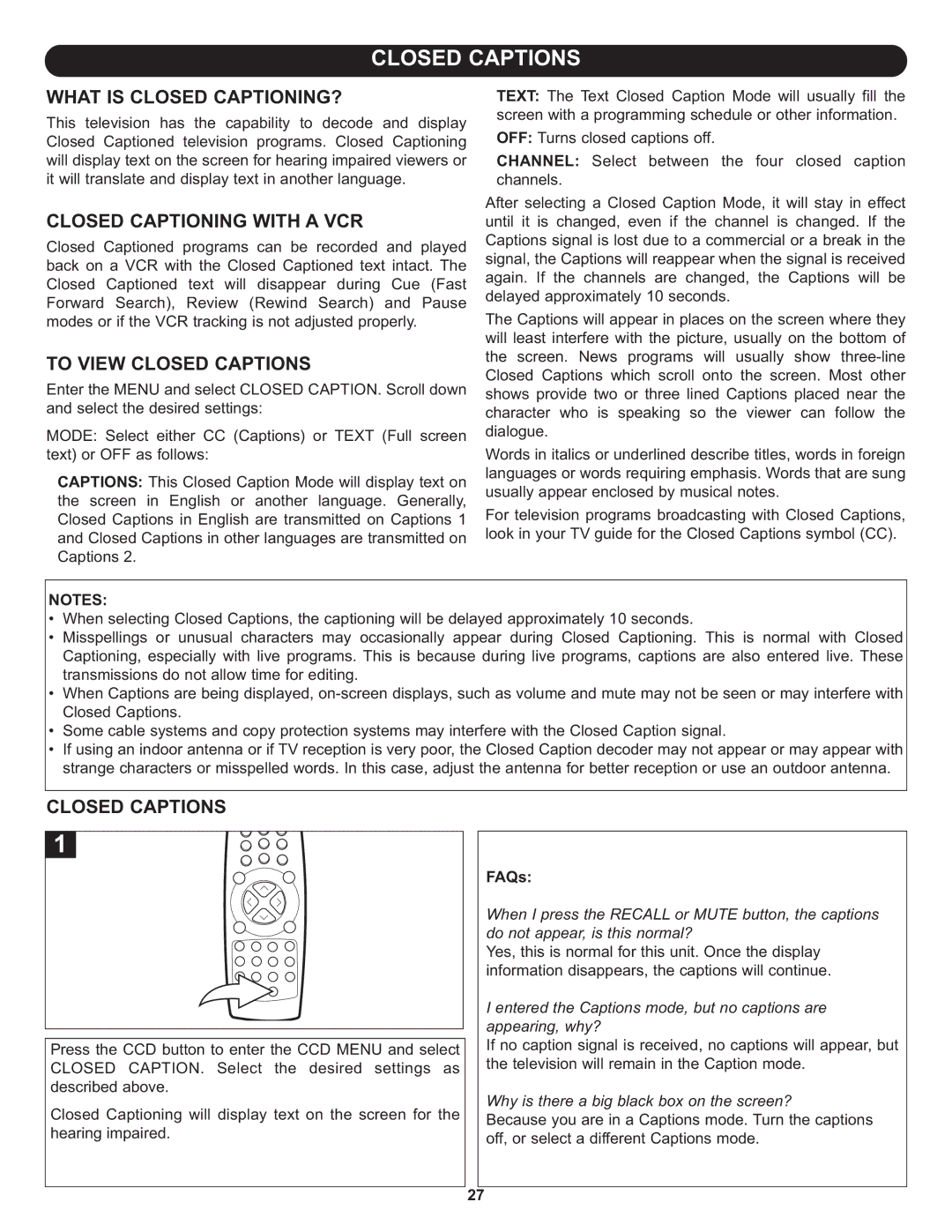 Memorex MT3010OM manual What is Closed CAPTIONING?, Closed Captioning with a VCR, To View Closed Captions 