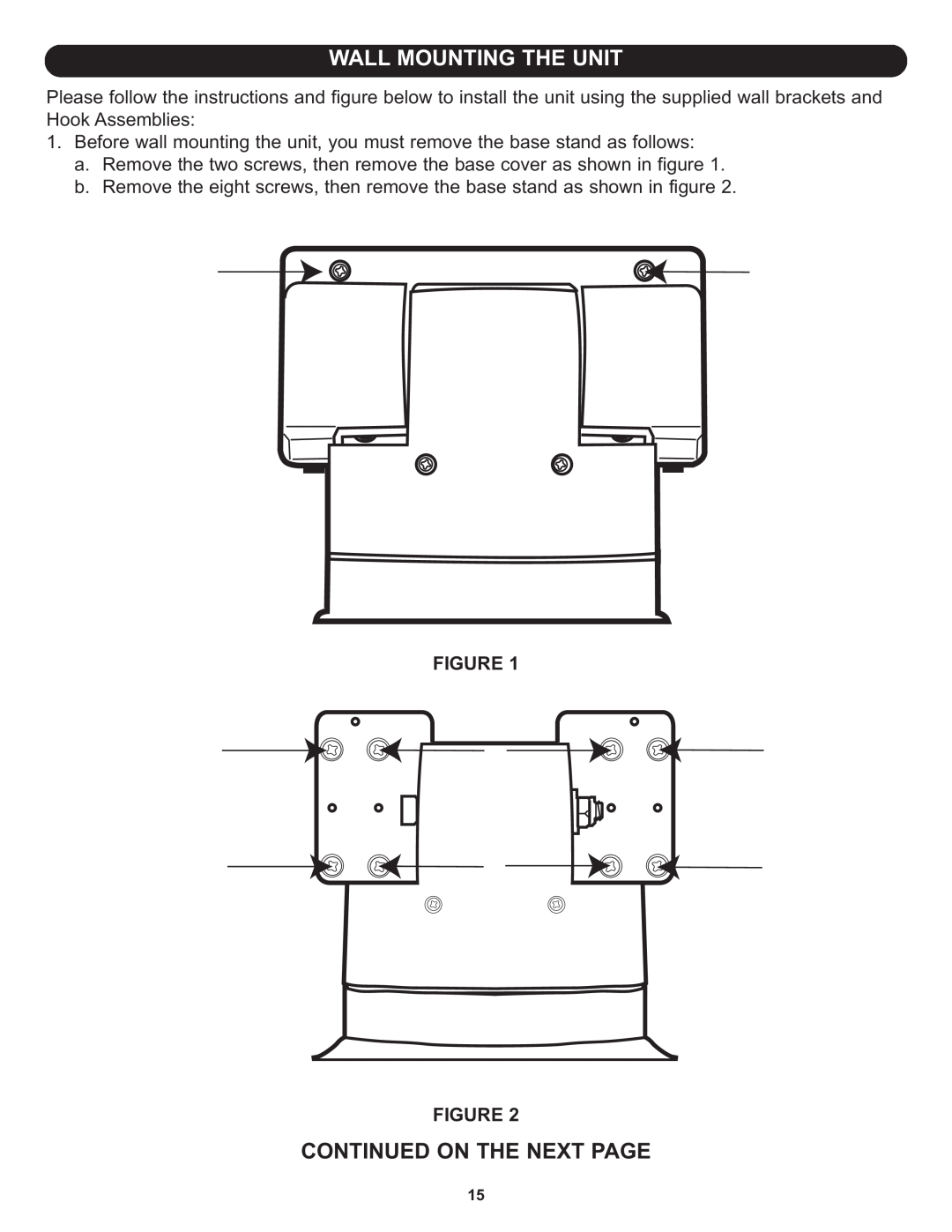 Memorex MT3010OM manual Wall Mounting The Unit, Continued On The Next Page 