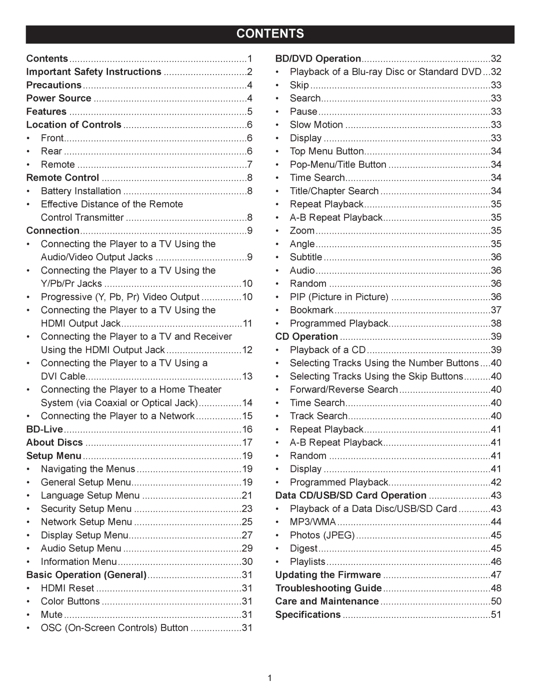 Memorex MVBD2520-R user manual Contents 