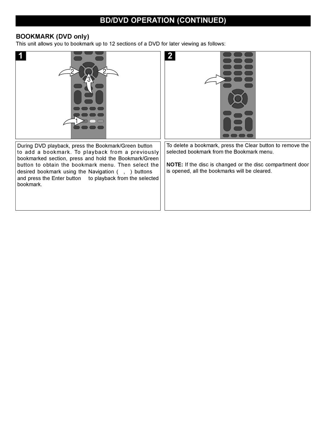 Memorex MVBD2520-R user manual Bookmark DVD only 