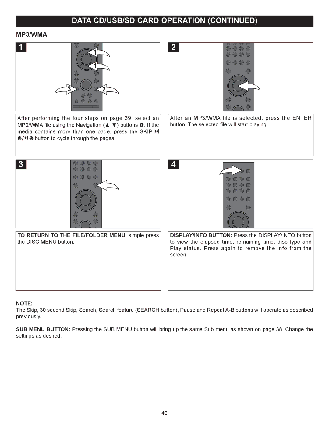 Memorex MVBD2520 user manual MP3/WMA 