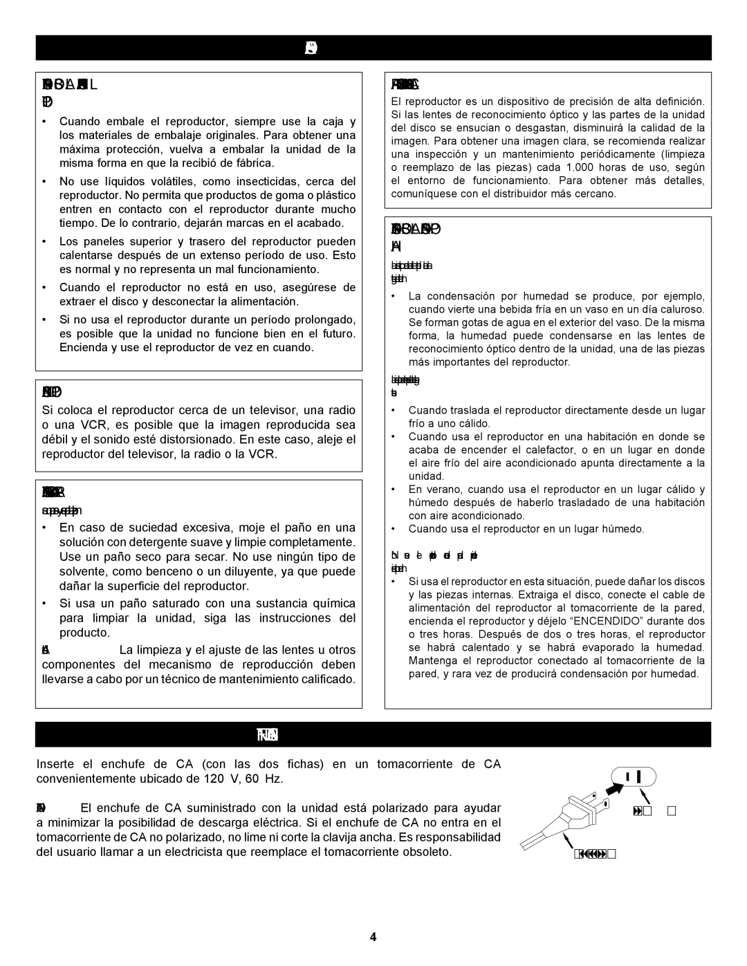 Memorex MVBD2535GPH manual Precauciones, Fuente DE Alimentación 