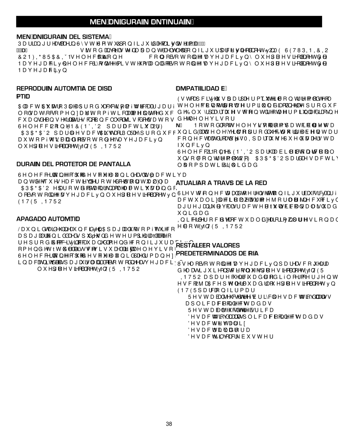 Memorex MVBD2535GPH manual Menú Configuración DEL Sistema, Reproducción Automática DE Disco Óptico, Apagado Automático 