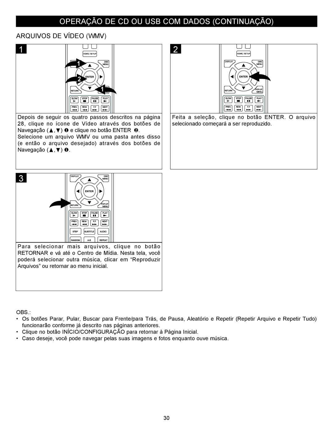 Memorex MVBD2535GPH manual Arquivos DE Vídeo WMV 