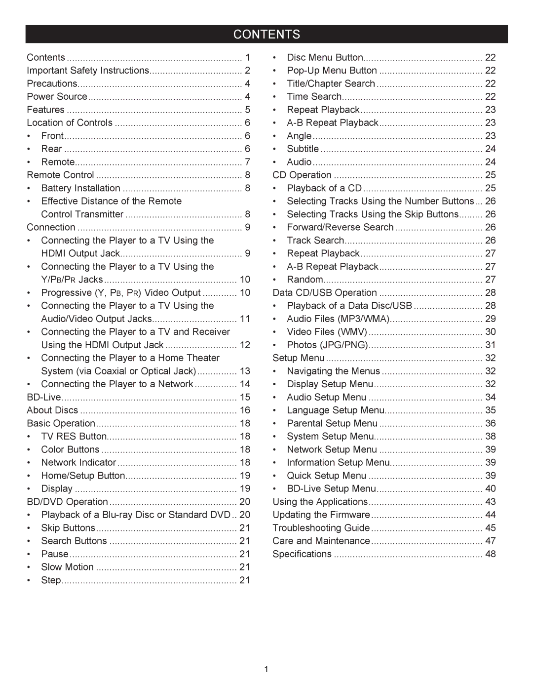 Memorex MVBD2535GPH manual Contents 