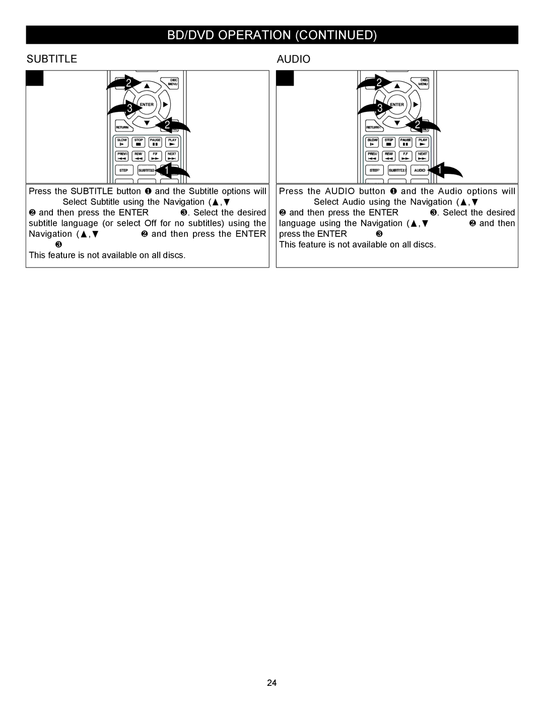 Memorex MVBD2535GPH manual Subtitle, Audio 