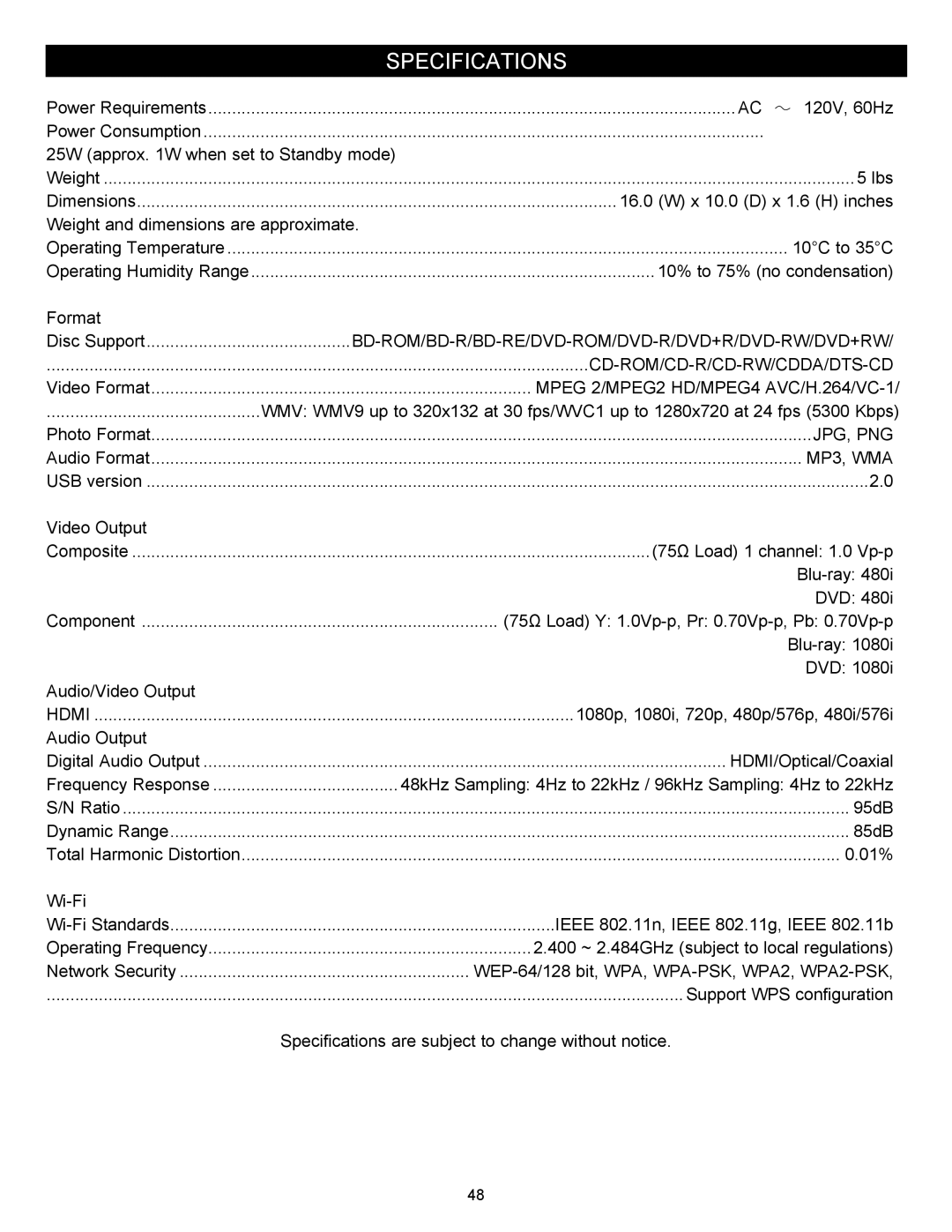 Memorex MVBD2535GPH manual Specifications, Photo Format 