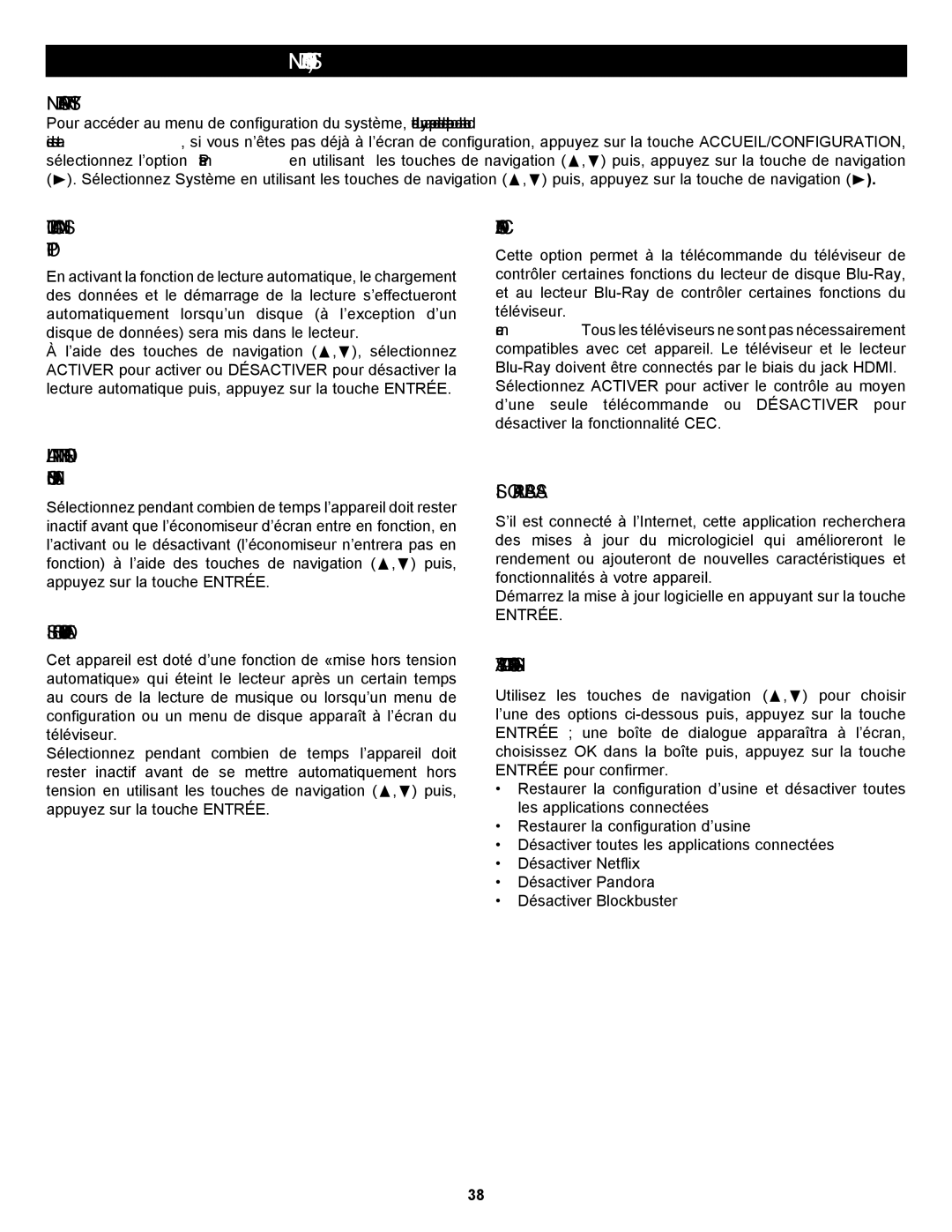 Memorex MVBD2535GPH manual Menu DE Configuration DU Système, Lecture Automatique D’UN Disque Optique, Fonctionnalité CEC 