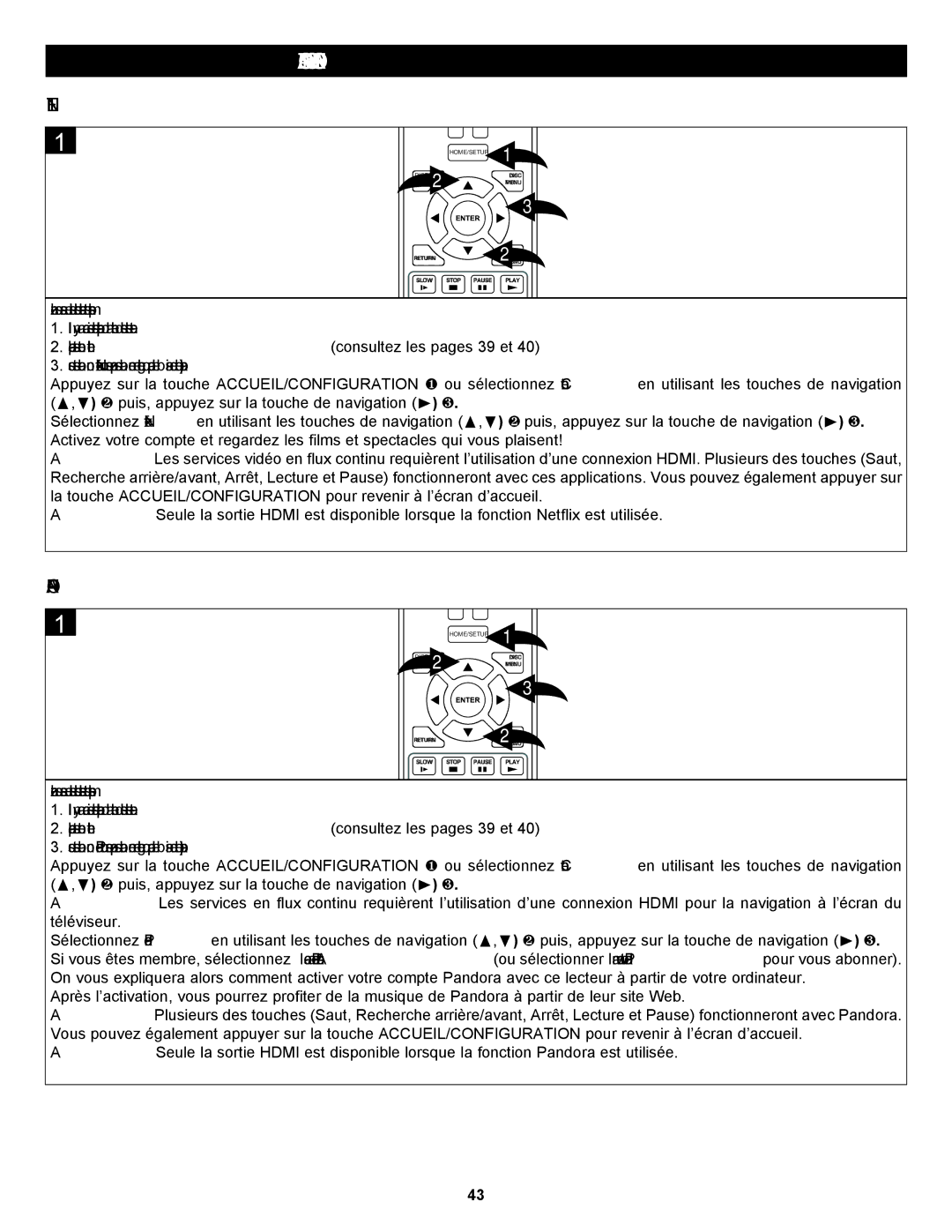 Memorex MVBD2535GPH manual Utilisation DES Applications, Netflix, Pandora 