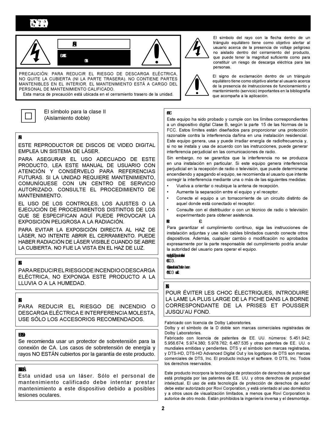 Memorex MVBD2535GPH manual Precaución 