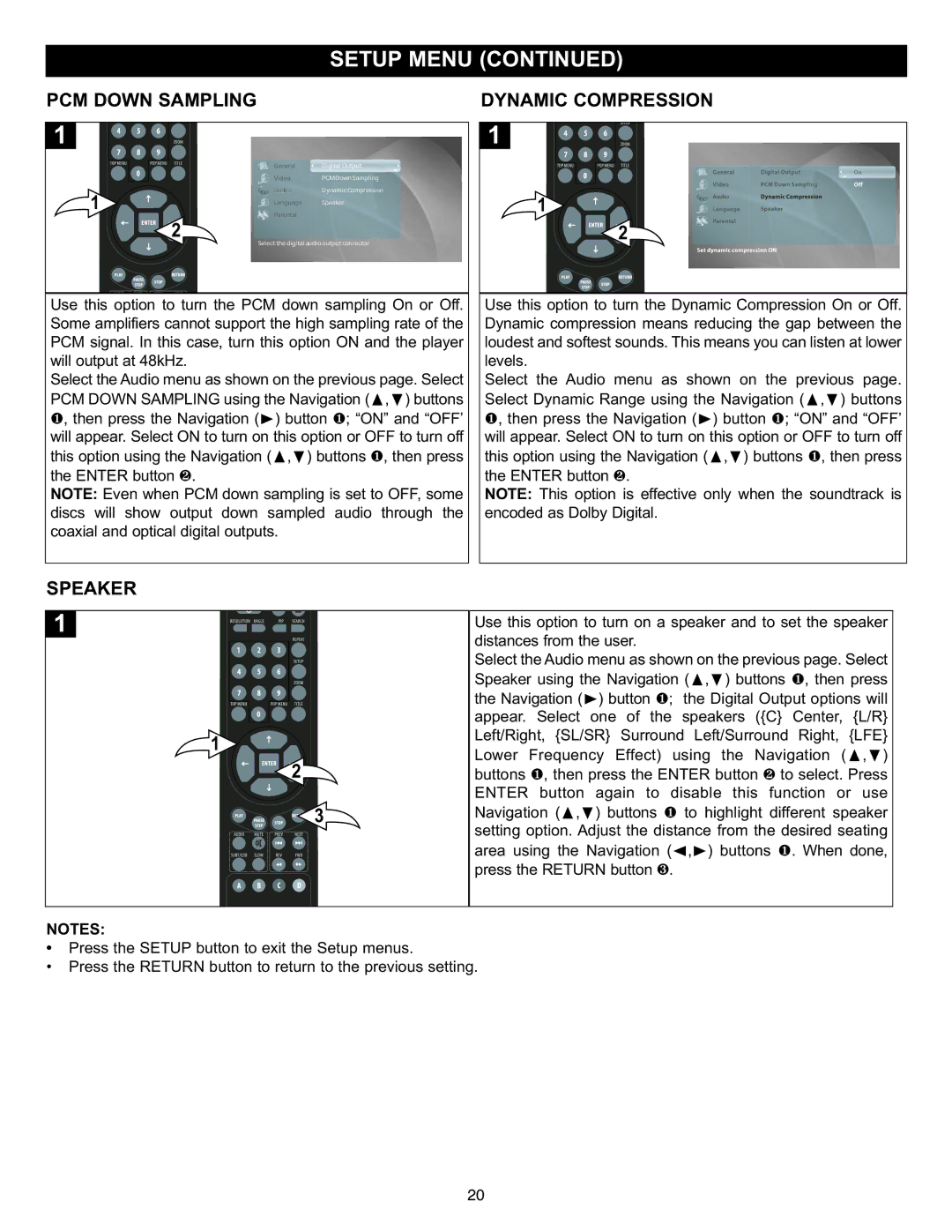 Memorex MVD-2037 O/M.QXD important safety instructions PCM Down Sampling Dynamic Compression, Speaker 