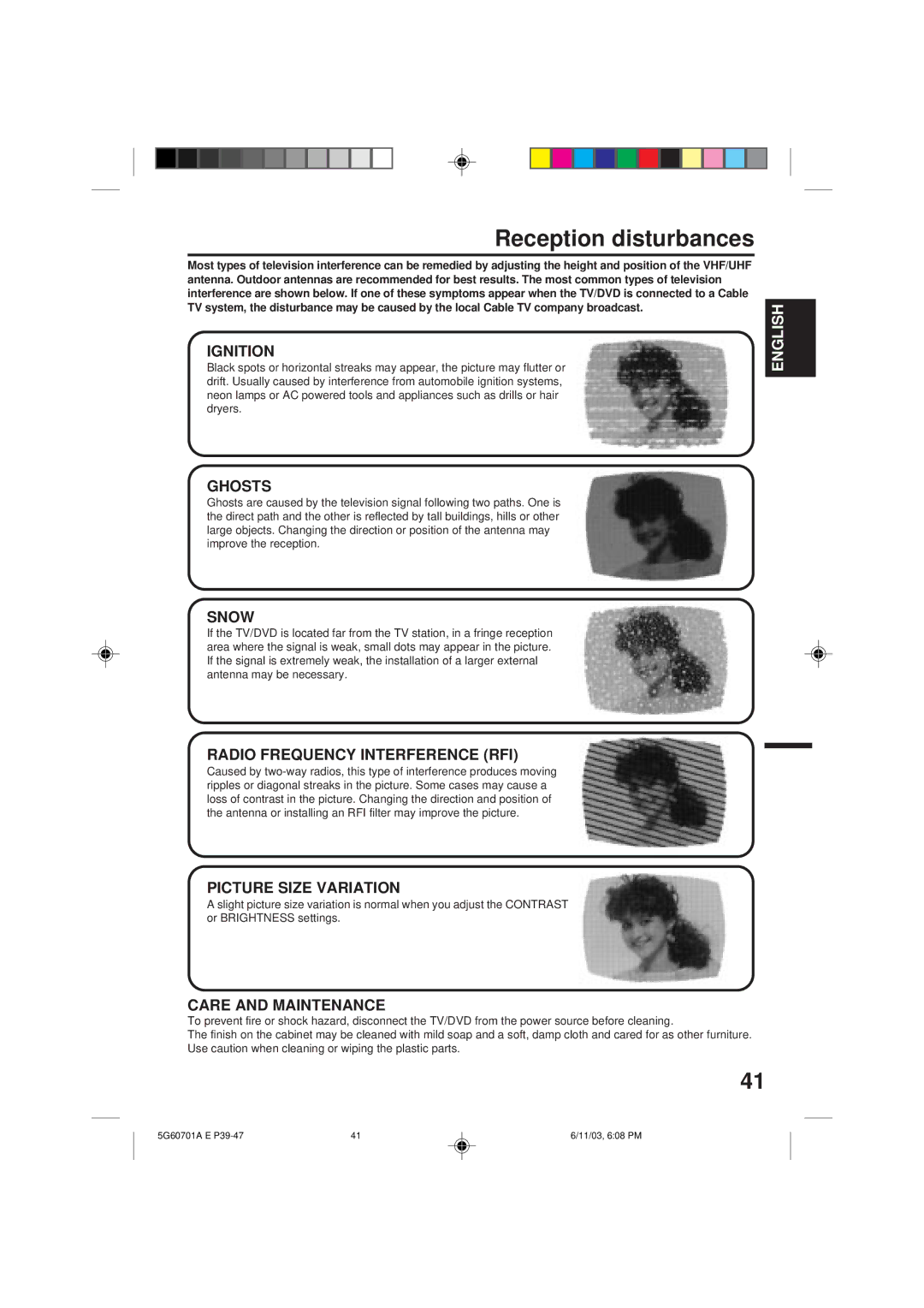 Memorex MVD2009CB owner manual Reception disturbances, Ignition 