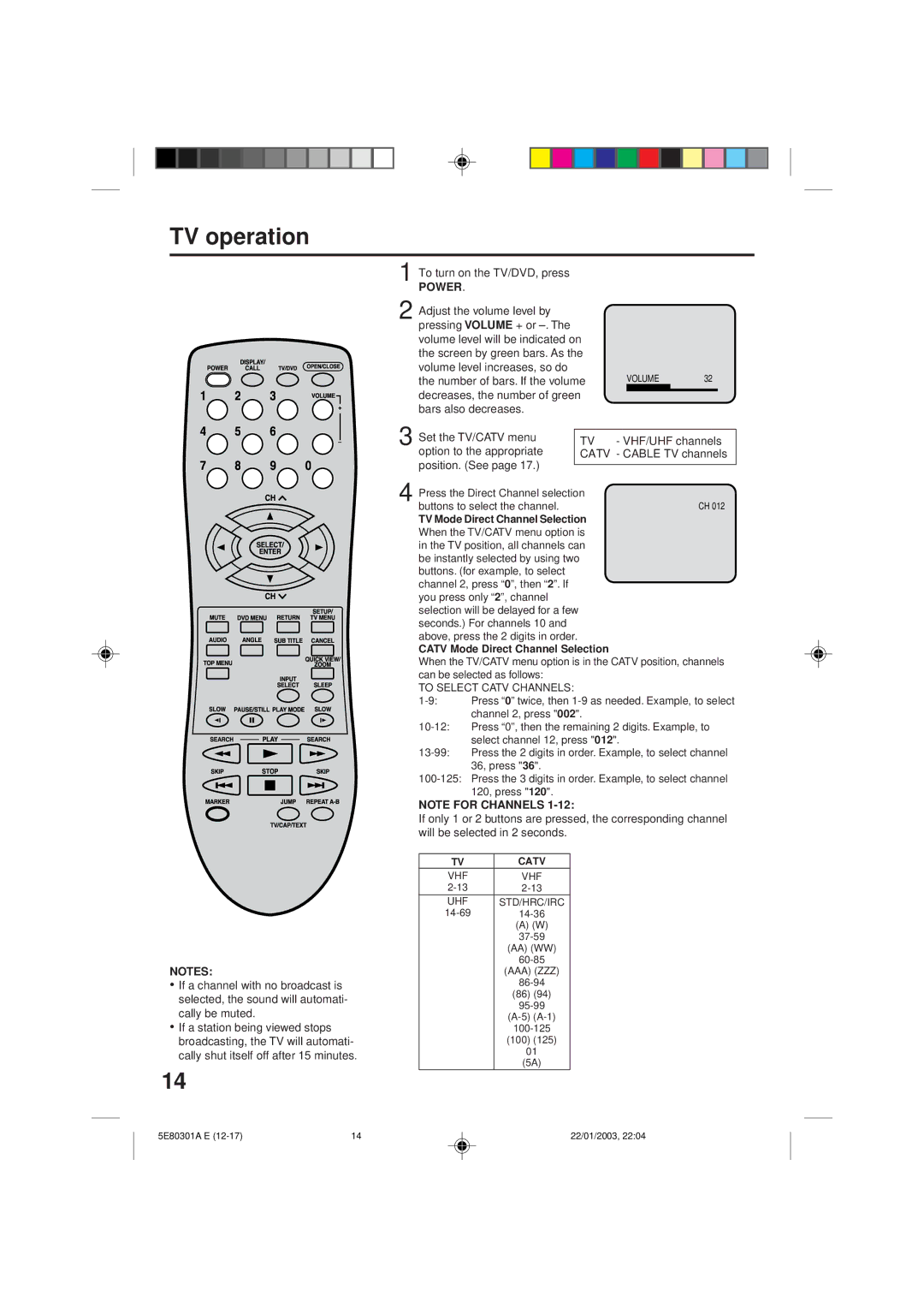 Memorex MVD2019 owner manual TV operation, To turn on the TV/DVD, press, Power 