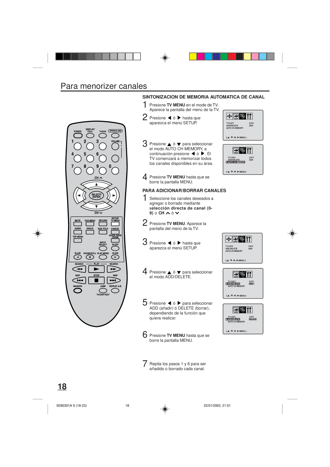 Memorex MVD2019 owner manual Para menorizer canales, Selección directa de canal, CH ó, Presione Hasta que 