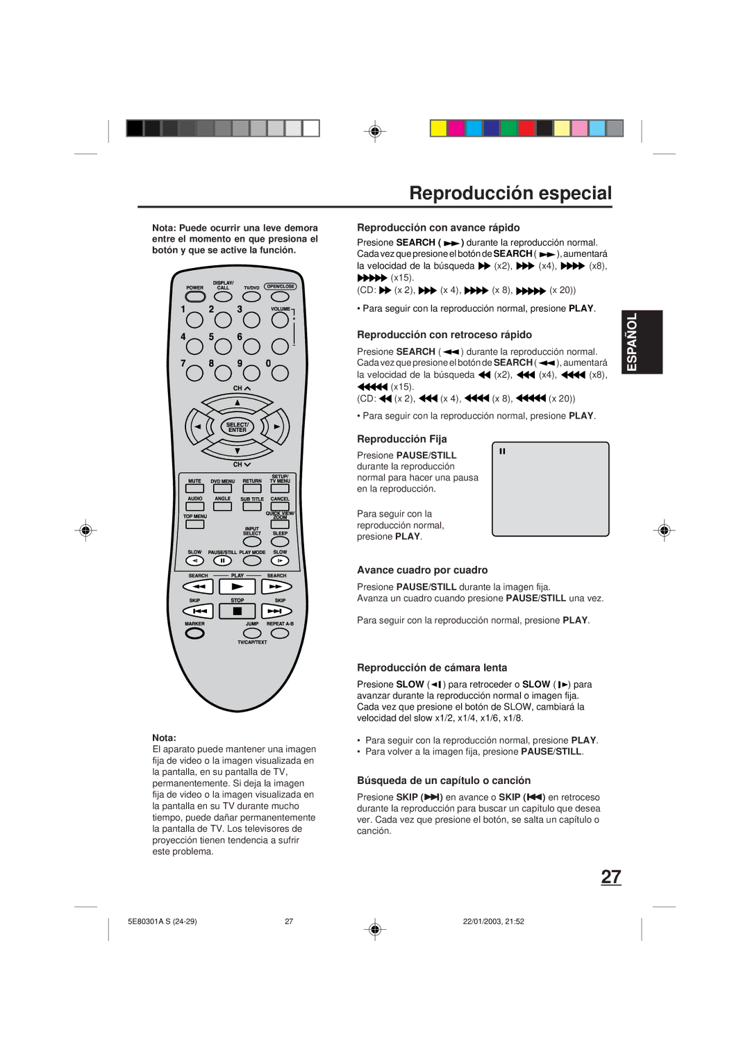 Memorex MVD2019 owner manual Reproducción especial 