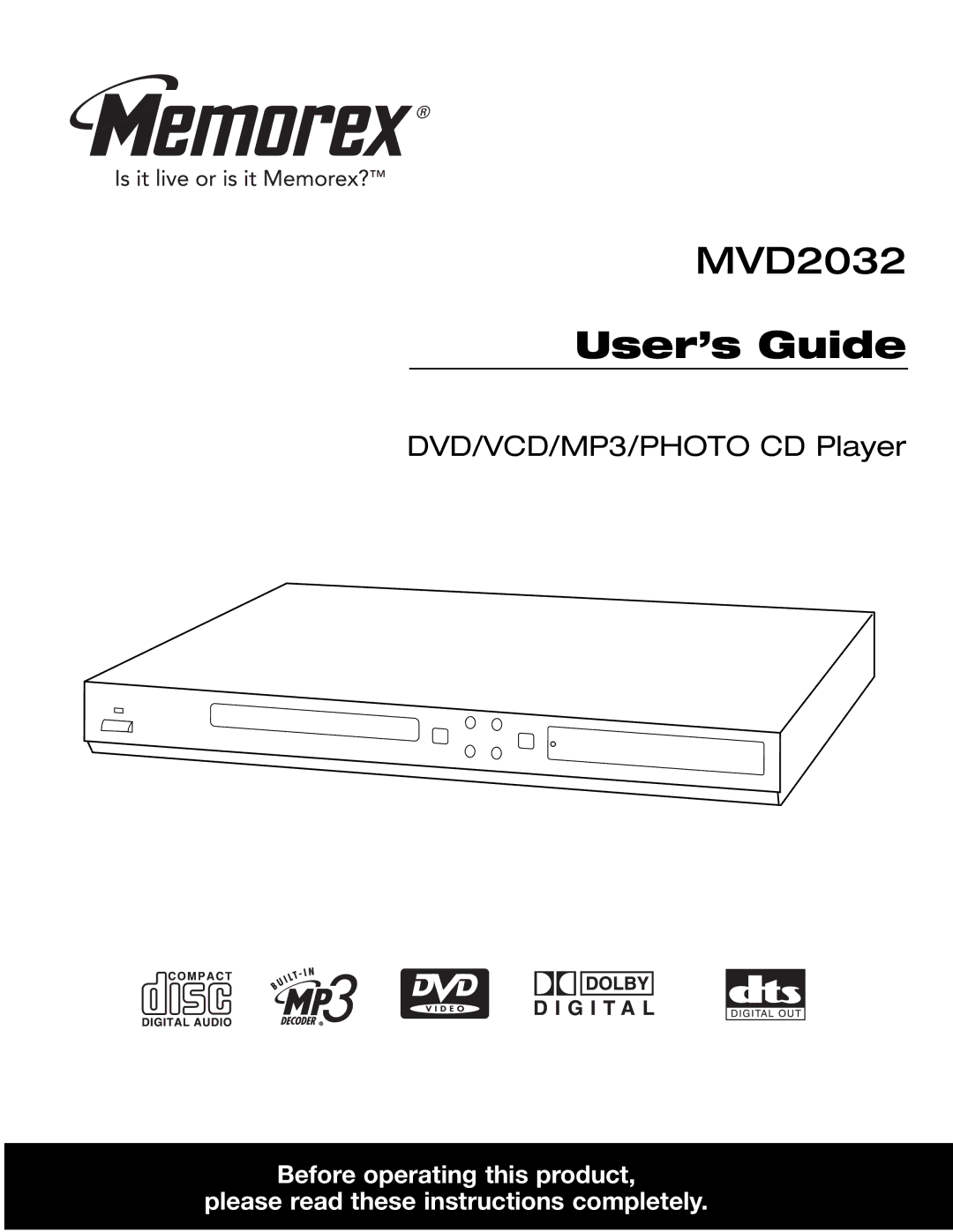 Memorex MVD2032 manual User’s Guide 