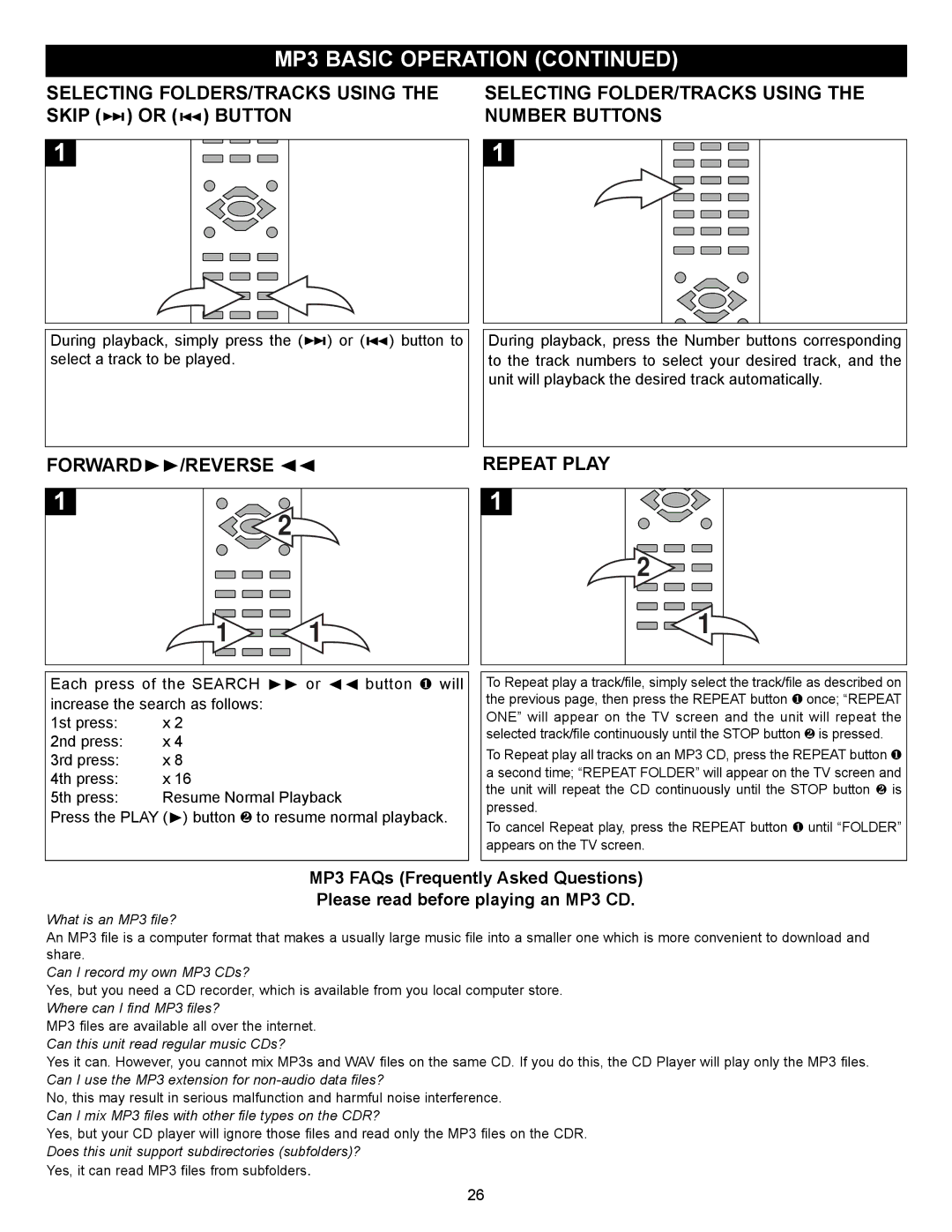 Memorex MVD2032 manual Forward /REVERSE, Repeat Play 