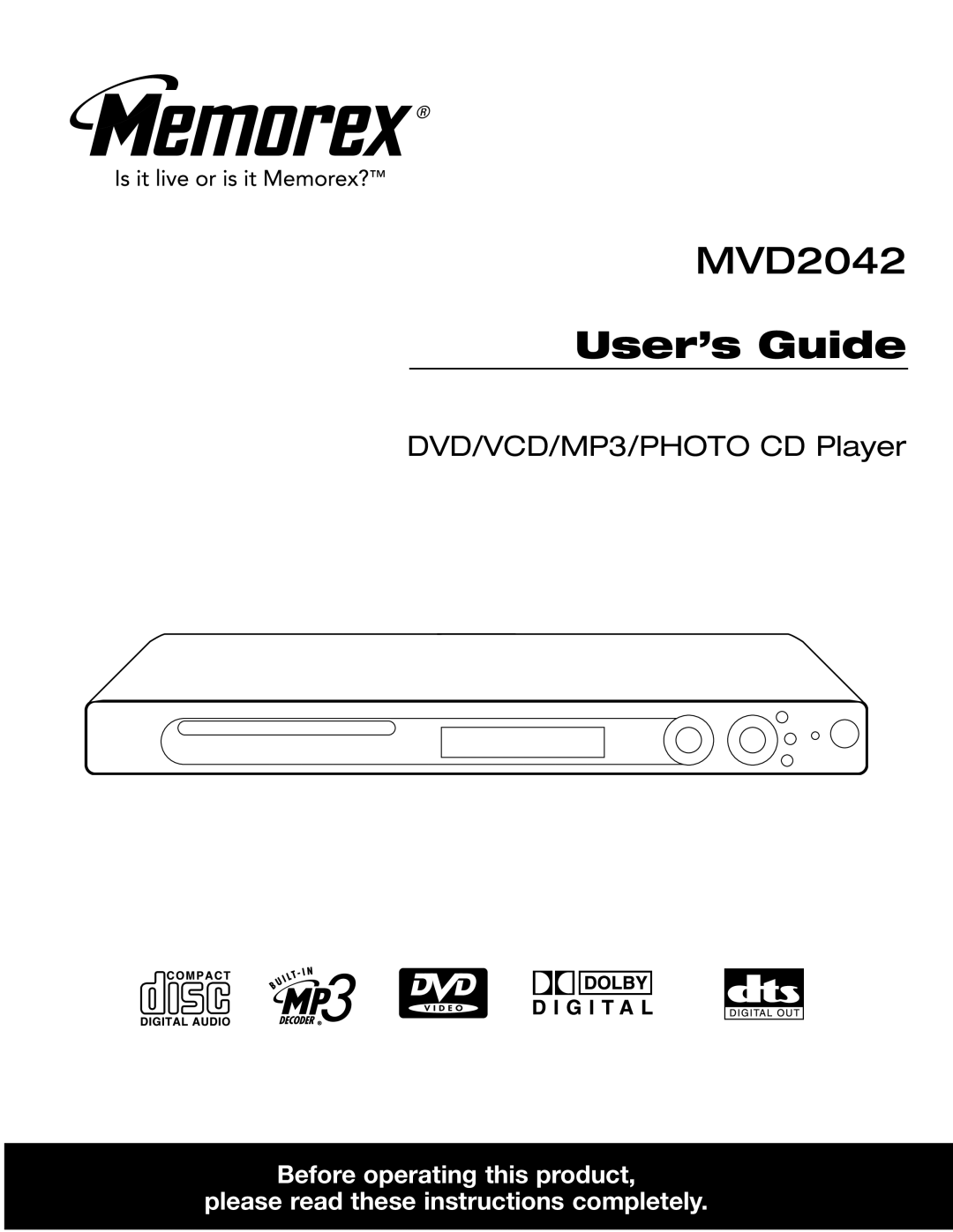 Memorex MVD2042 manual User’s Guide 