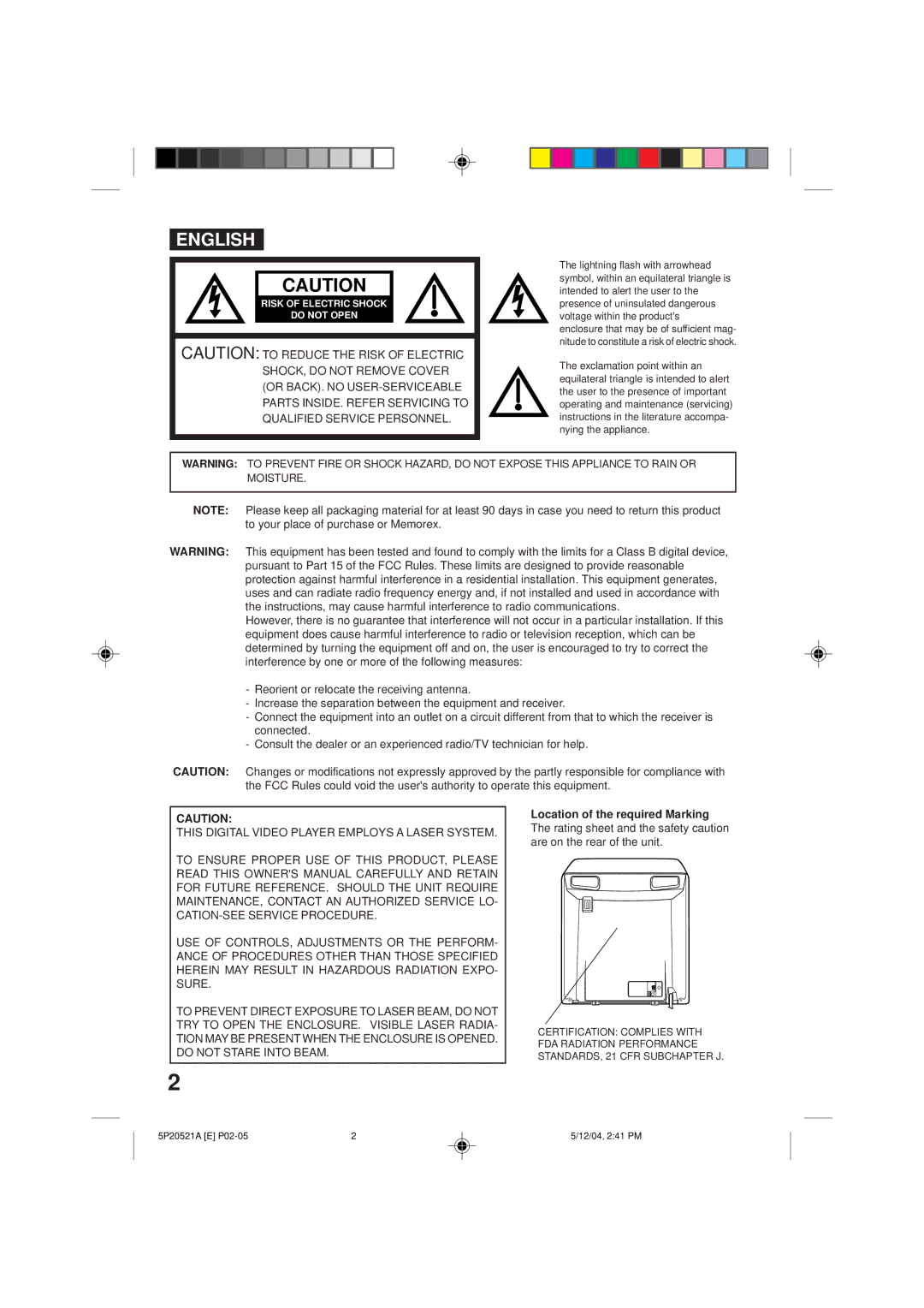 Memorex MVD2113 owner manual English 