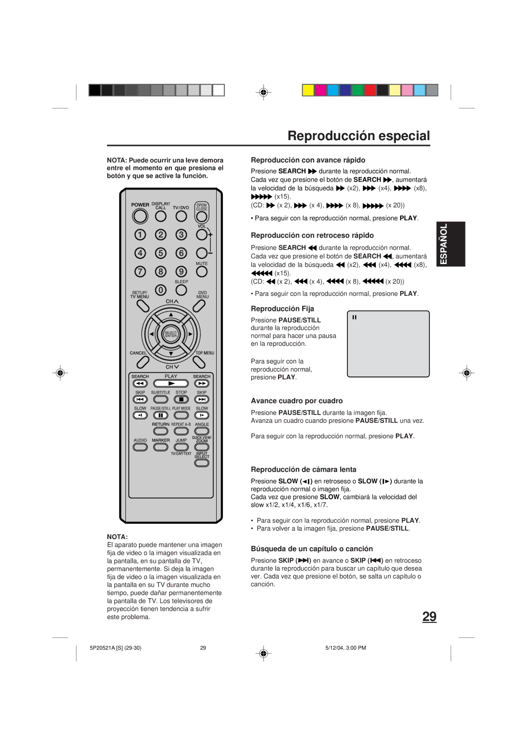 Memorex MVD2113 owner manual Reproducción especial 