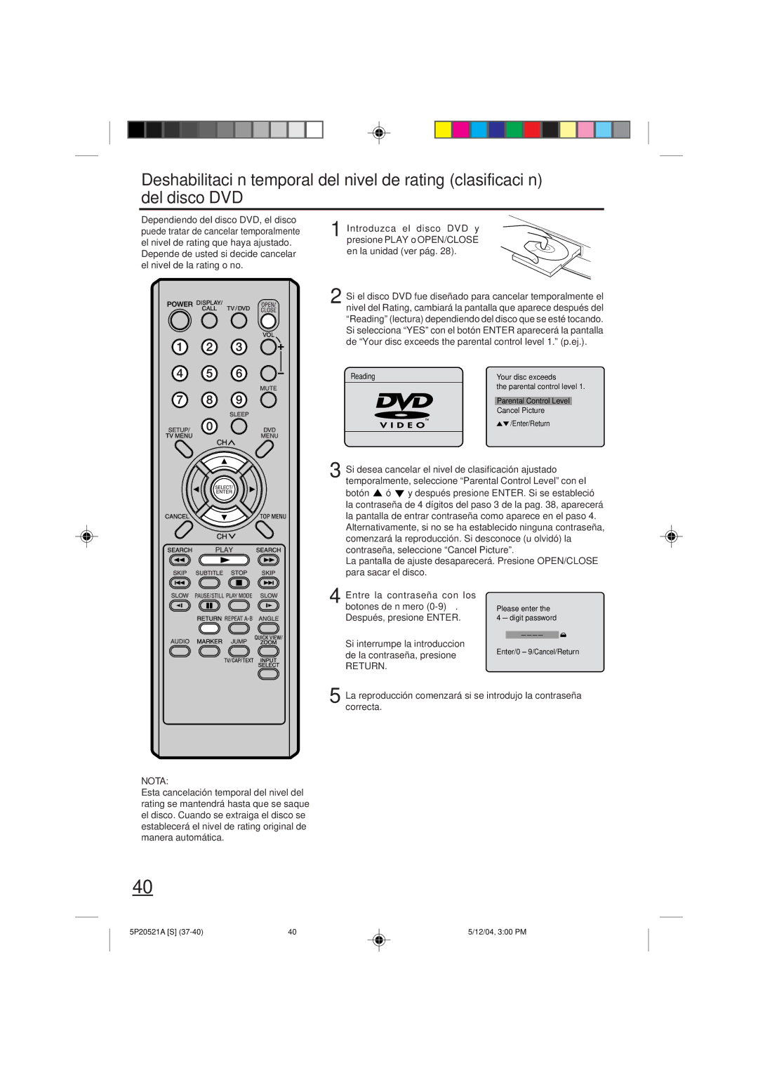 Memorex MVD2113 owner manual Return 